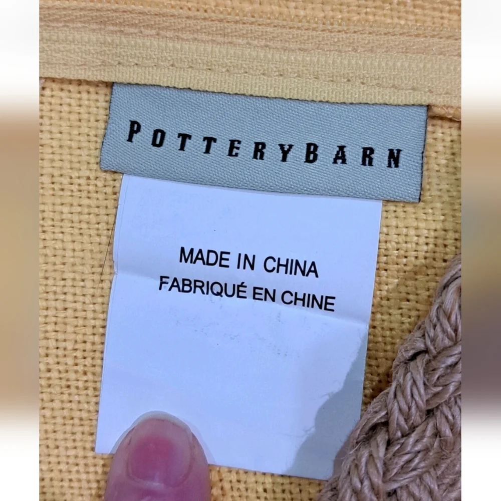 Pottery Barn Yellow Linen Jute Braid Trim Pillow Cover 20x20 (1)